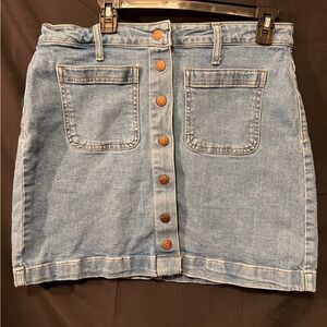 Madewell Light Blue Denim Skirt with Button Front